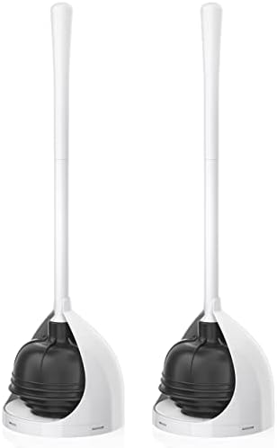 Uptronic 2 Pack Toilet Plunger with Holder - Heavy Duty