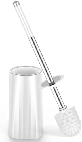 Compact Toilet Brush with Holder and Drip-Proof Design