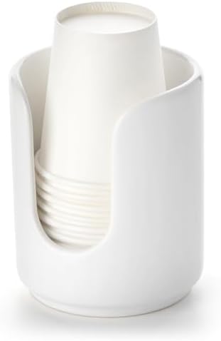 Viosuniu 3 oz Ceramic Cup Dispenser with 5 PLA Cups White