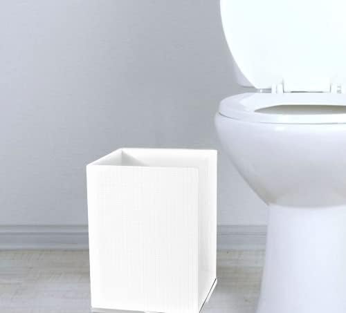 Estella Small White Bathroom Trash Can - Decorative Durable