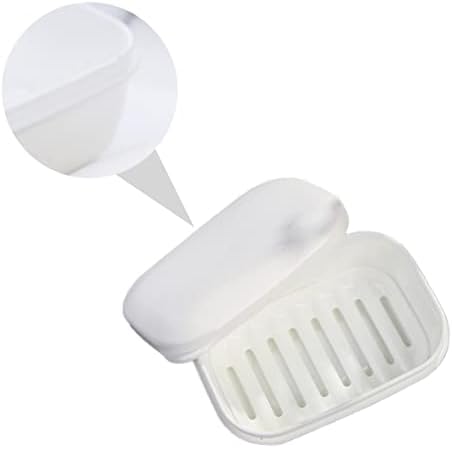 Set of 2 White Soap Dishes with Drain Rack