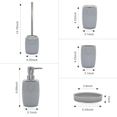 Liuonnam 5-Piece Bathroom Accessories Set with Gray Finish