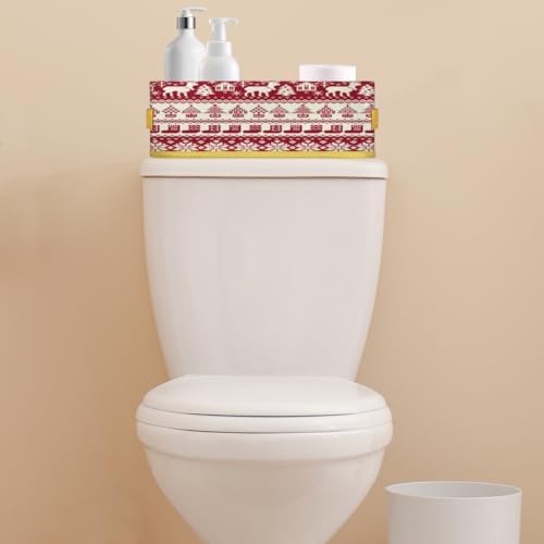 Vomwwlix Christmas Patterns Moose Socks Toilet Paper Baskets Set of 2