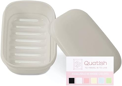 Quatish Leakproof Soap Dish with Lid and Draining Layer 1