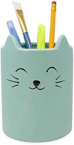 Isaac Jacobs Blue Ceramic Cat Cup Holder Multi-Purpose