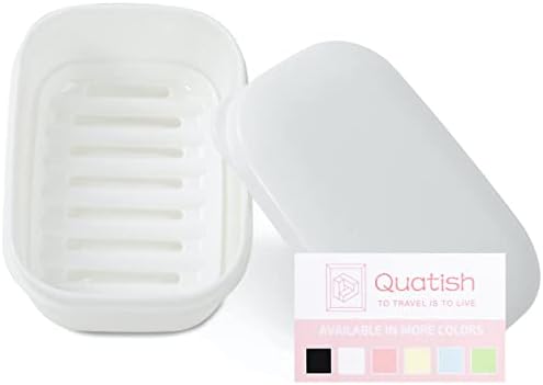 Quatish Leakproof Soap Dish with Lid Draining Layer