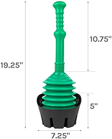 JS Jackson Supplies Green Bellows Toilet Plunger with Black Drip Tray