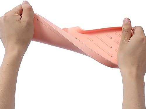 MicoYang Silicone Soap Dish with Drain Spout - 12x4 Inch Pink