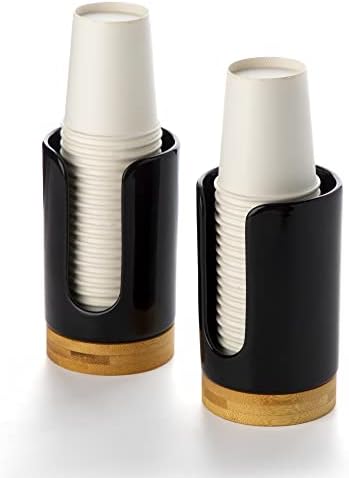 Viosuniu 5oz Ceramic Cup Dispenser 2 Pack Black