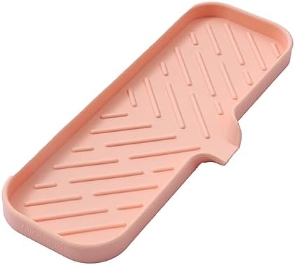 MicoYang Silicone Soap Dish with Drain Spout - 12x4 Inch Pink