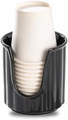 Ceramic Cup Dispenser with Vertical Stripes - 3oz Dixie Cup Holder for Bathroom