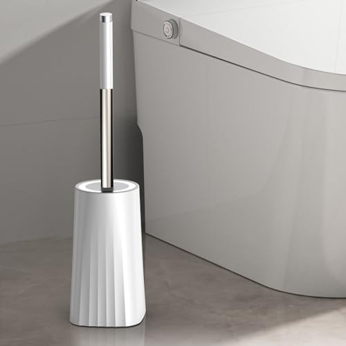 Compact Toilet Brush with Holder and Drip-Proof Design