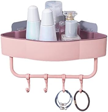 Corner Shower Caddy with Hooks and Shelves Pink