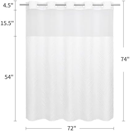 Boho White Shower Curtain Set with Snap Liner and Tufted Design