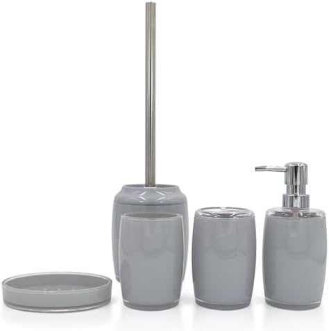 Liuonnam 5-Piece Bathroom Accessories Set with Gray Finish
