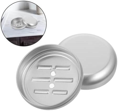 PRETYZOOM 2pcs Round Aluminum Soap Dish with Leak-Proof Lid