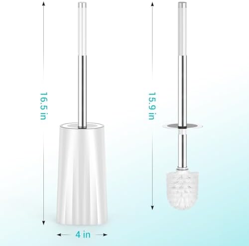 Compact Toilet Brush with Holder and Drip-Proof Design
