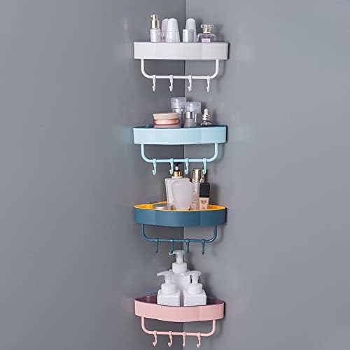 Corner Shower Caddy with Hooks and Shelves Pink