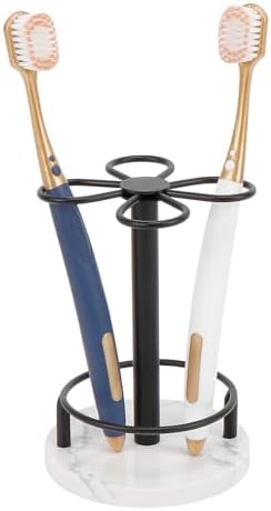 HarJue Matte Black Toothbrush Holder with Marble Base 1