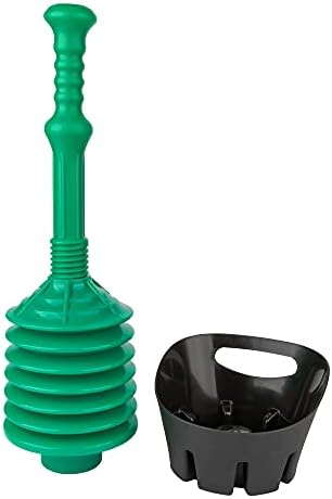 JS Jackson Supplies Green Bellows Toilet Plunger with Black Drip Tray