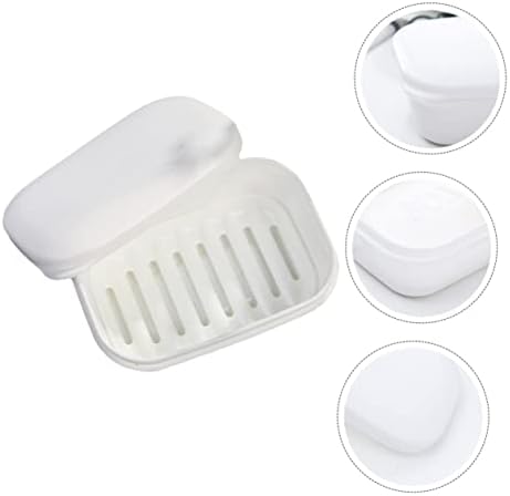Set of 2 White Soap Dishes with Drain Rack