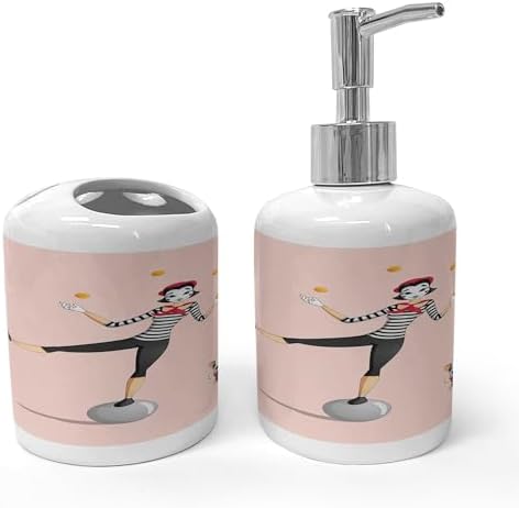 Ambesonne Cartoon Soap Toothbrush Holder Set Dark Grey Ceramic