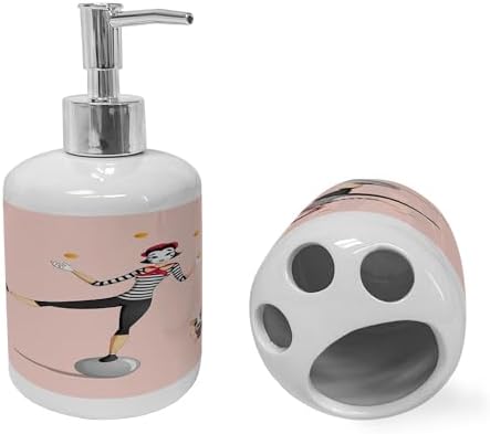 Ambesonne Cartoon Soap Toothbrush Holder Set Dark Grey Ceramic