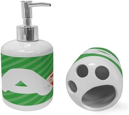 Ambesonne Christmas Alphabet Soap Dispenser Toothbrush Holder Set