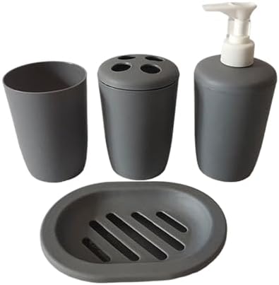 4Pcs Plastic Bathroom Accessory Set with Toothbrush Holder and Soap Dish