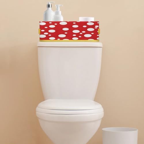 White Polka Dots Bathroom Storage Baskets with Handles