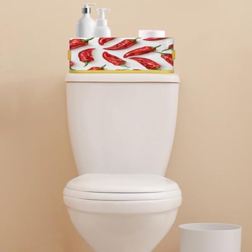 Tablerazzi Chilli Pepper Toilet Tank Topper Paper Basket with Handle