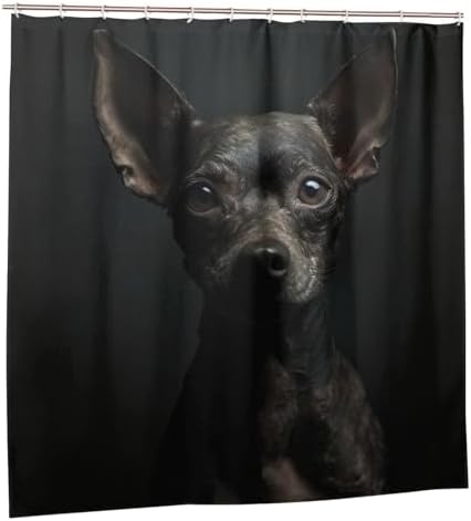 TIYAANDSY Black Dog Shower Curtain Set 72x72in