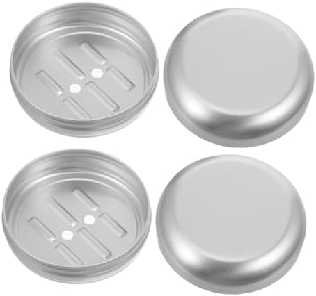 PRETYZOOM 2pcs Round Aluminum Soap Dish with Leak-Proof Lid