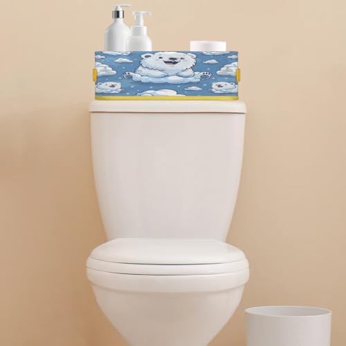 Cute Cartoon Polar Bear Toilet Paper Basket with Handles