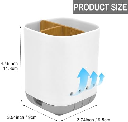 Scartink Toothbrush Holder with Bamboo Divider Detachable and Easy Cleaning