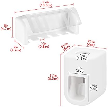 LUEXBOX 5 Slots Wall Mounted Toothbrush Holder with Cover
