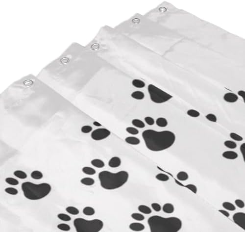 TIYAANDSY Black Paw Prints Waterproof Shower Curtain Set