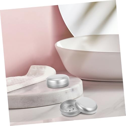 PRETYZOOM 2pcs Round Aluminum Soap Dish with Leak-Proof Lid