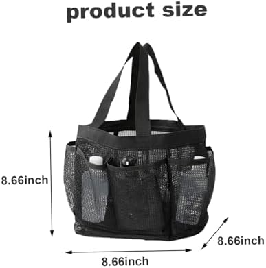 Hperu Mesh Portable Shower Bag with 8 Pockets Black