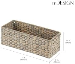 mDesign Woven Hyacinth Toilet Paper Holder - 2 Pack Gray