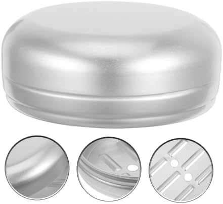 PRETYZOOM 2pcs Round Aluminum Soap Dish with Leak-Proof Lid
