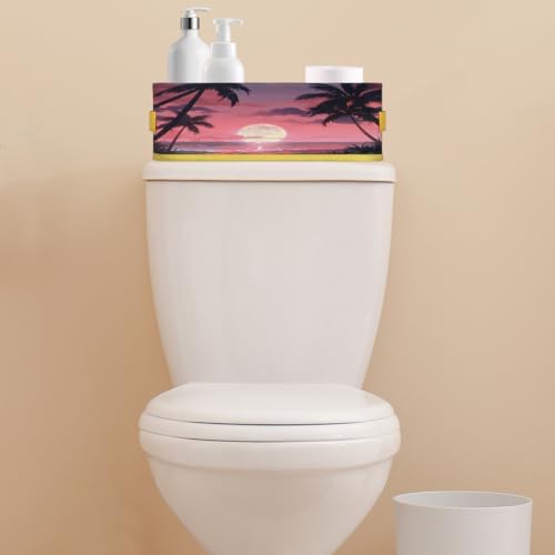 Skonsati Pink Ocean Beach Toilet Paper Basket with Handles 1