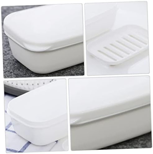 LIFKOME 2pcs Soap Dish Storage Container with Draining Rack and Sealed Lid