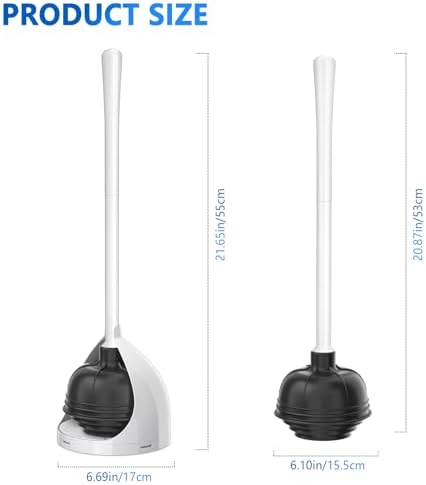 Uptronic 2 Pack Toilet Plunger with Holder - Heavy Duty