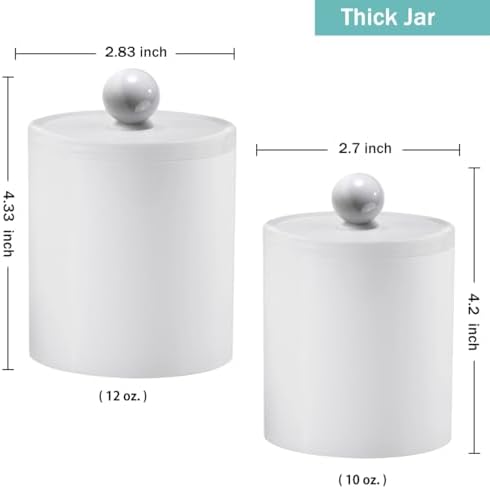 SheeChung White Acrylic Q-Tip Holder Canister Jars 4 Pack of 15 oz