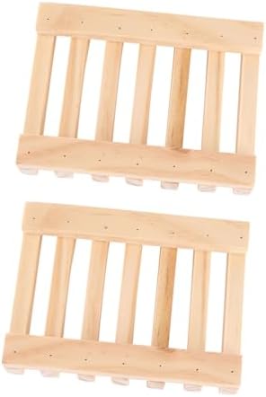 Luxshiny 2pcs Bamboo Soap Rack Draining Tray Wooden Holder