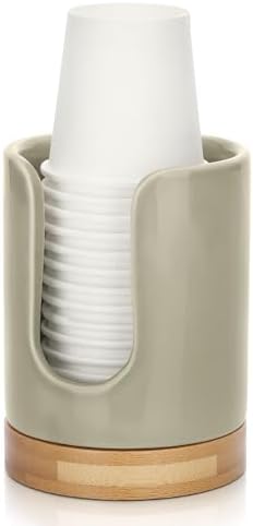 Soleebee Ceramic Cup Dispenser with Bamboo Base 1
