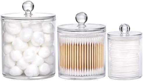 Tbestmax 3-Piece Cotton Swab Holder Set with Clear Lids