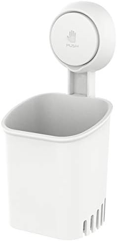 LEVERLOC Suction Cup Toothbrush Holder Wall Mount Drilling-Free White