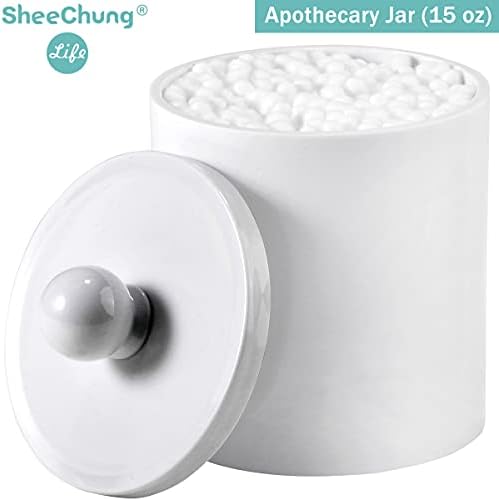 SheeChung White Acrylic Q-Tip Holder Canister Jars 4 Pack of 15 oz